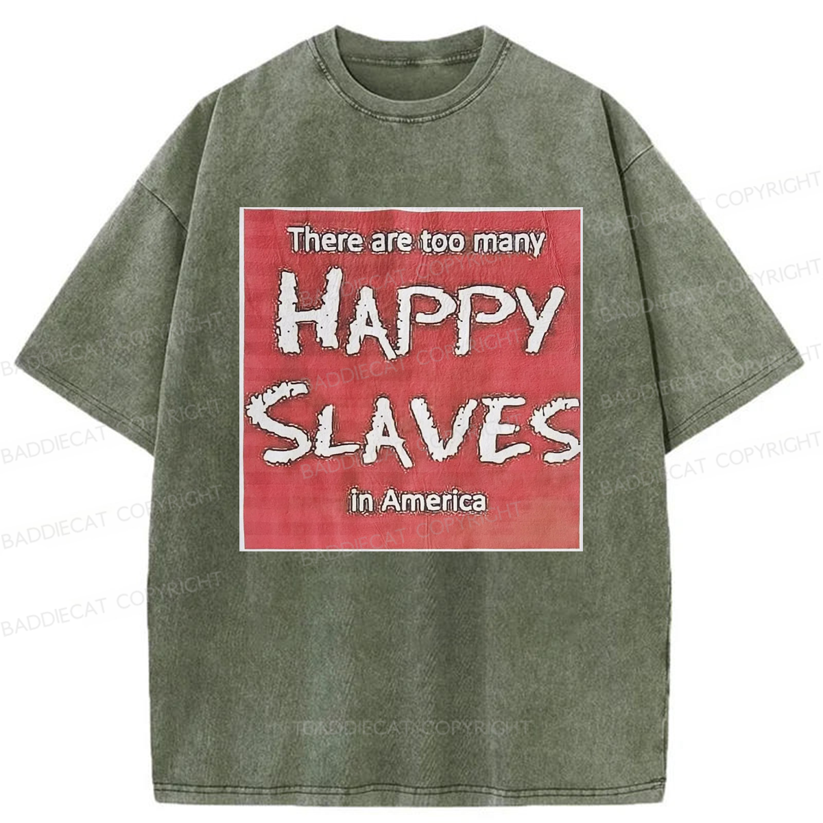 Baddiecat There Are Too Many Happy Slaves Washed T-shirt