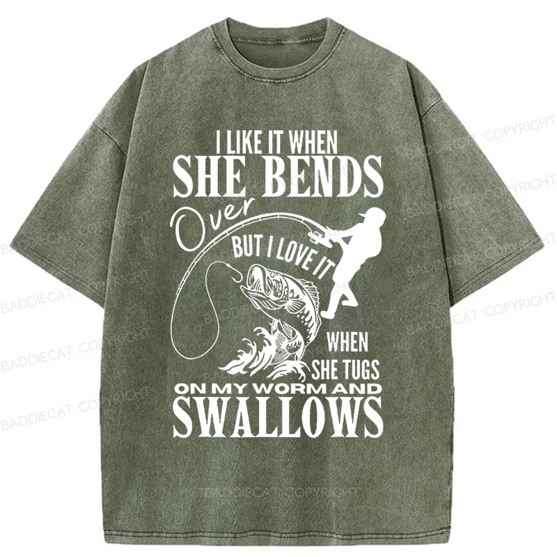 Baddiecat I Like It When She Bends Washed T-shirt