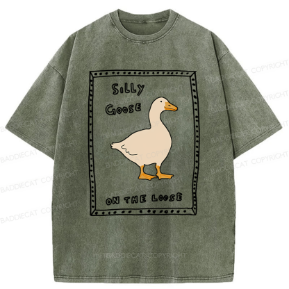 Baddiecat Silly Goose On The Loose Washed T-shirt