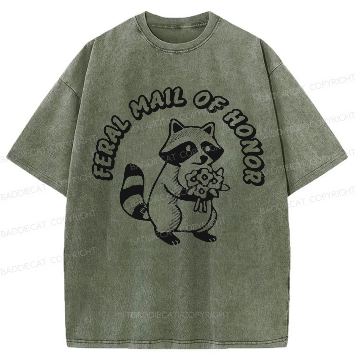 Baddiecat Feral Maid Of Honor Opossum Washed T-shirt