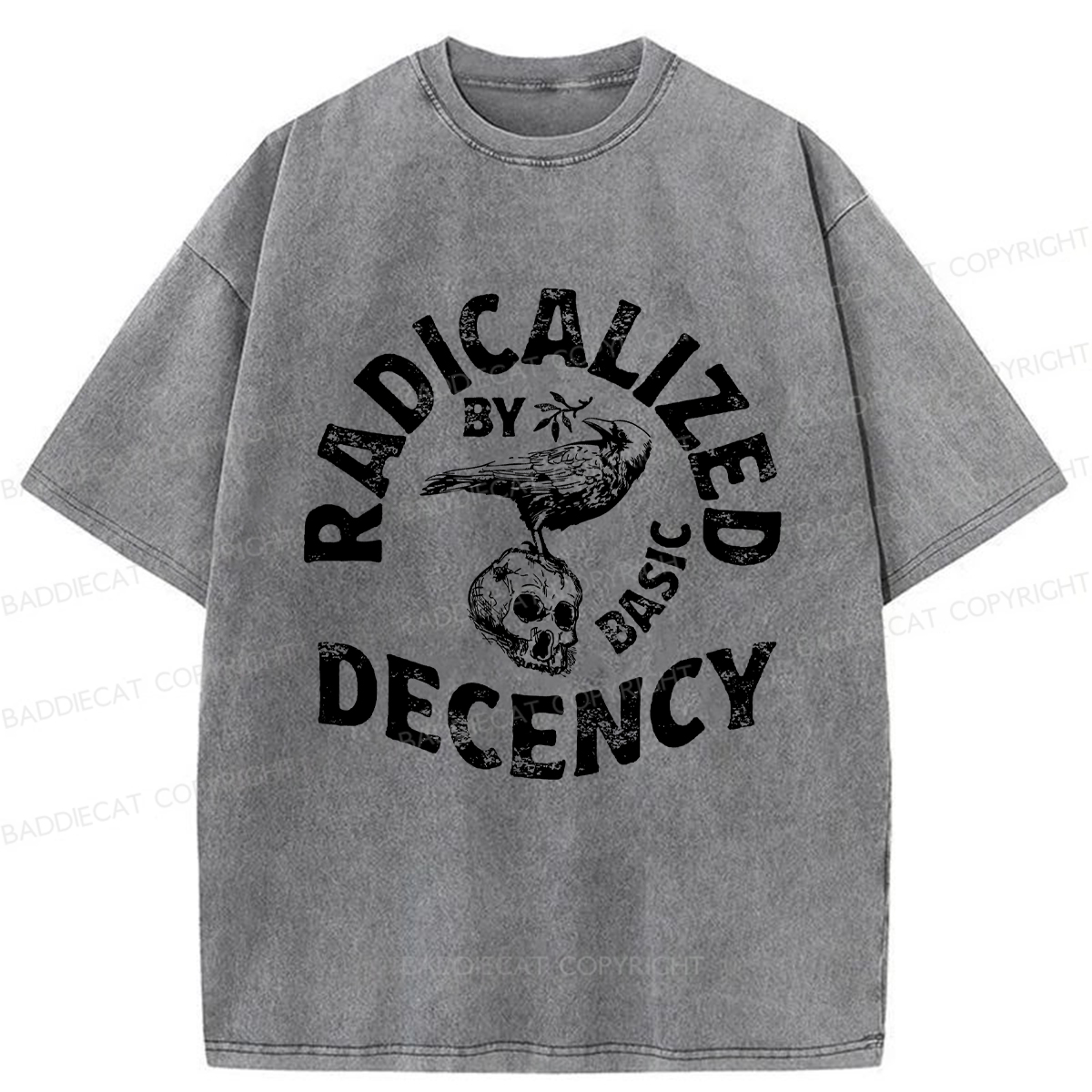 Baddiecat Olive Branch Raven Washed T-shirt