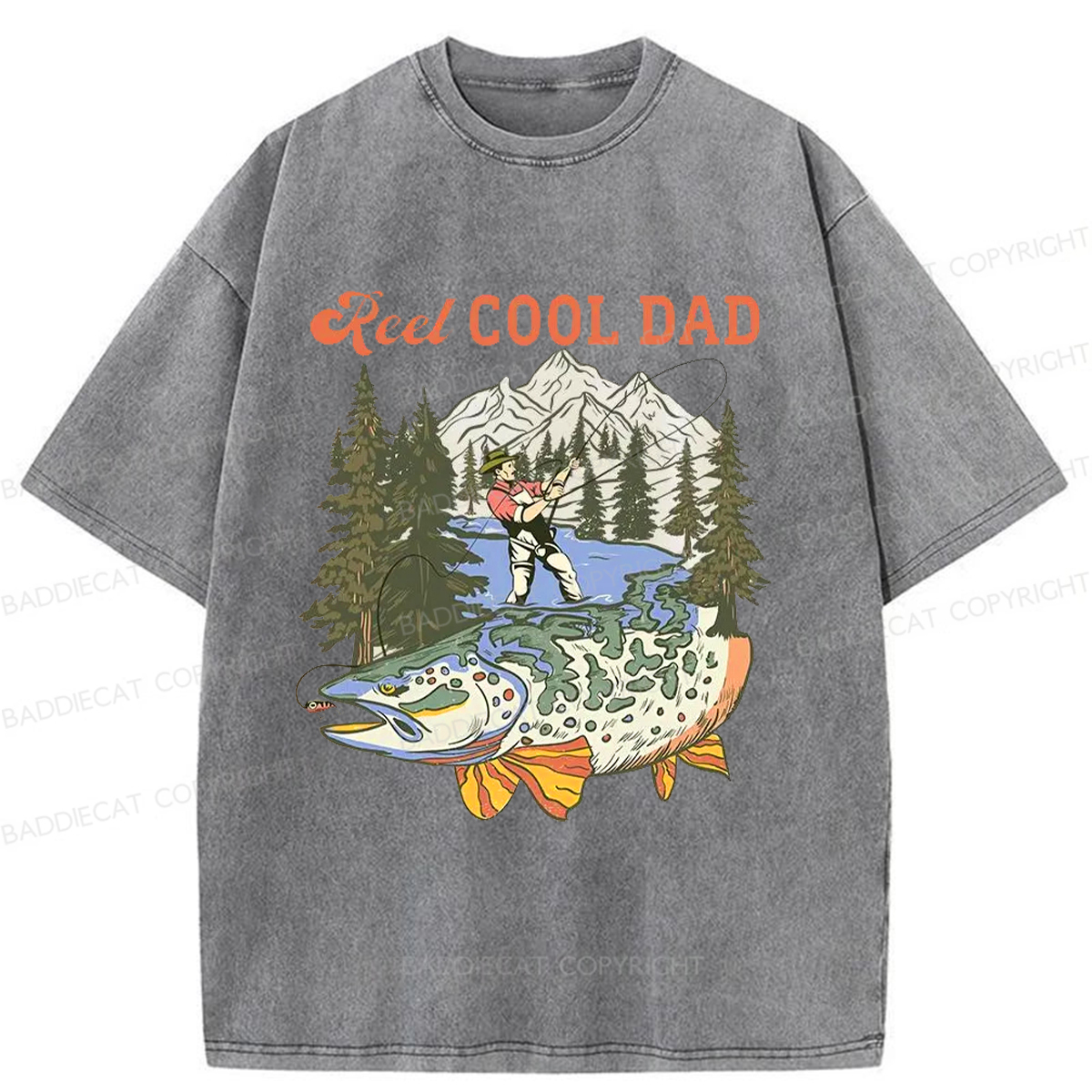 Baddiecat Reel Cool Dad Washed T-shirt