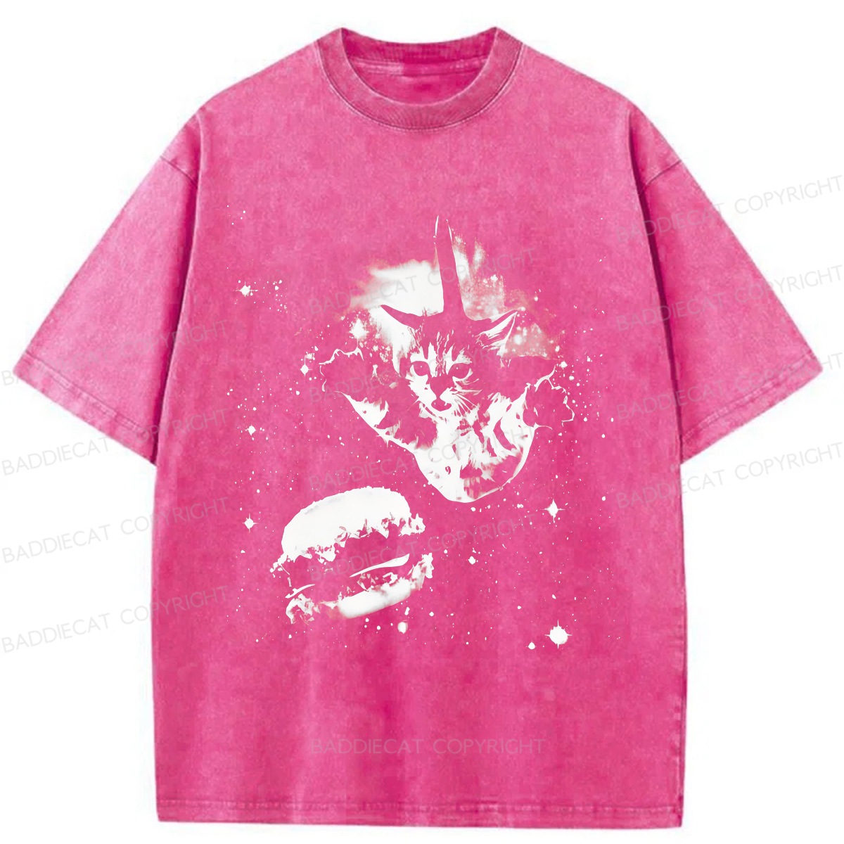 Baddiecat Cat Burger Washed T-shirt