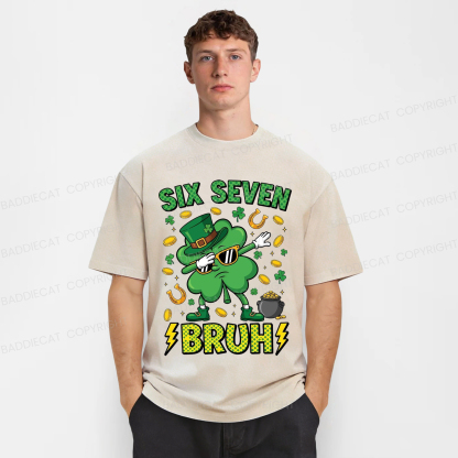 Baddiecat Six Seven Bruh Washed T-shirt