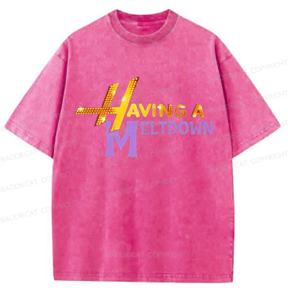 Baddiecat Having A Meltdown Washed T-shirt