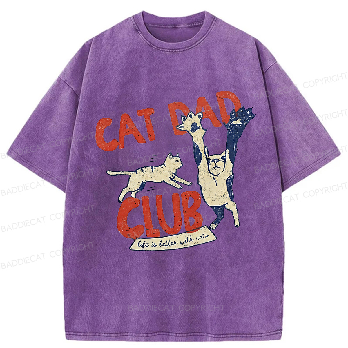 Baddiecat Cat Dad Club Washed T-shirt