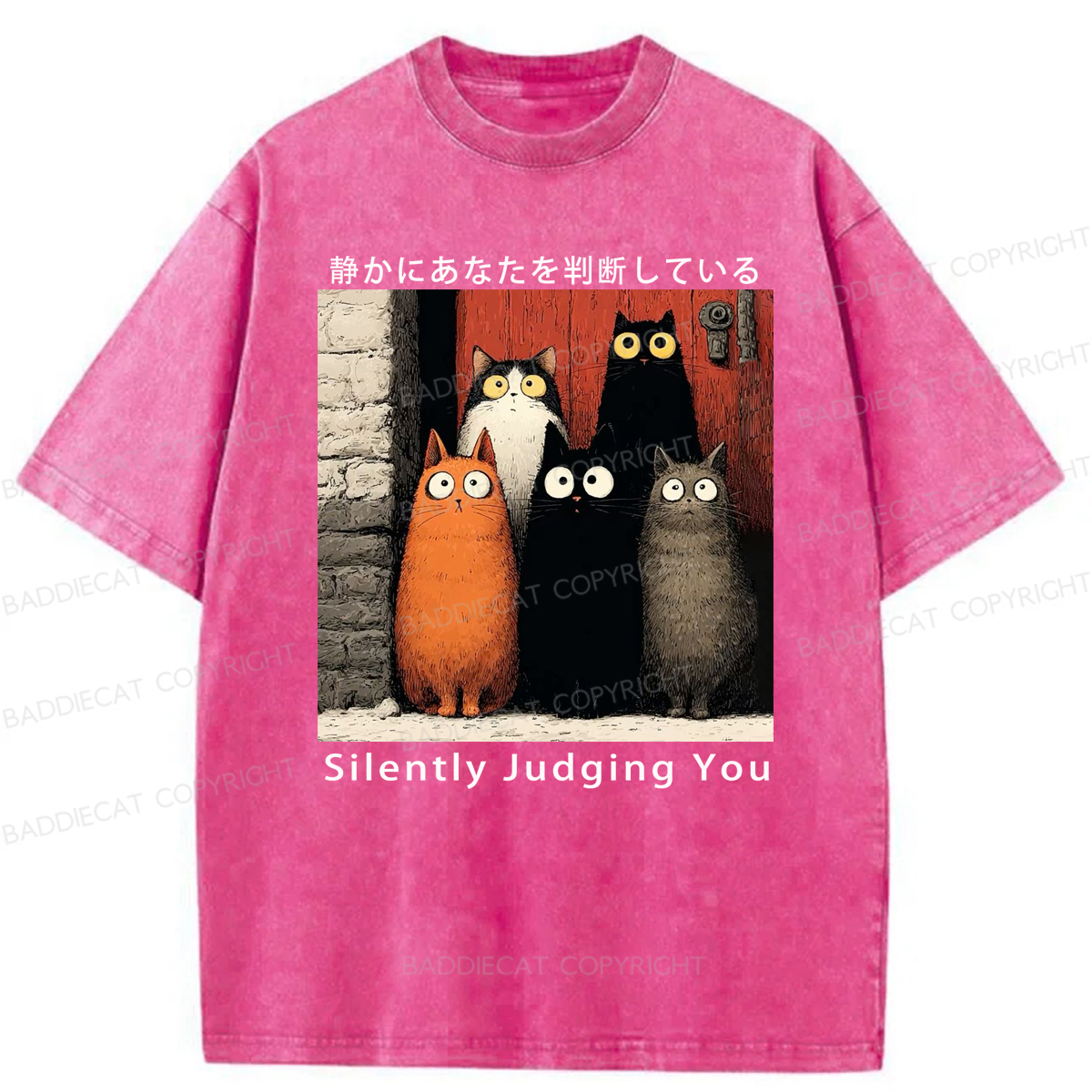 Baddiecat Cats Silently Judging You Washed T-shirt