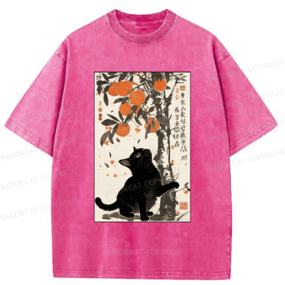 Baddiecat Japanese Style Cat Washed T-shirt