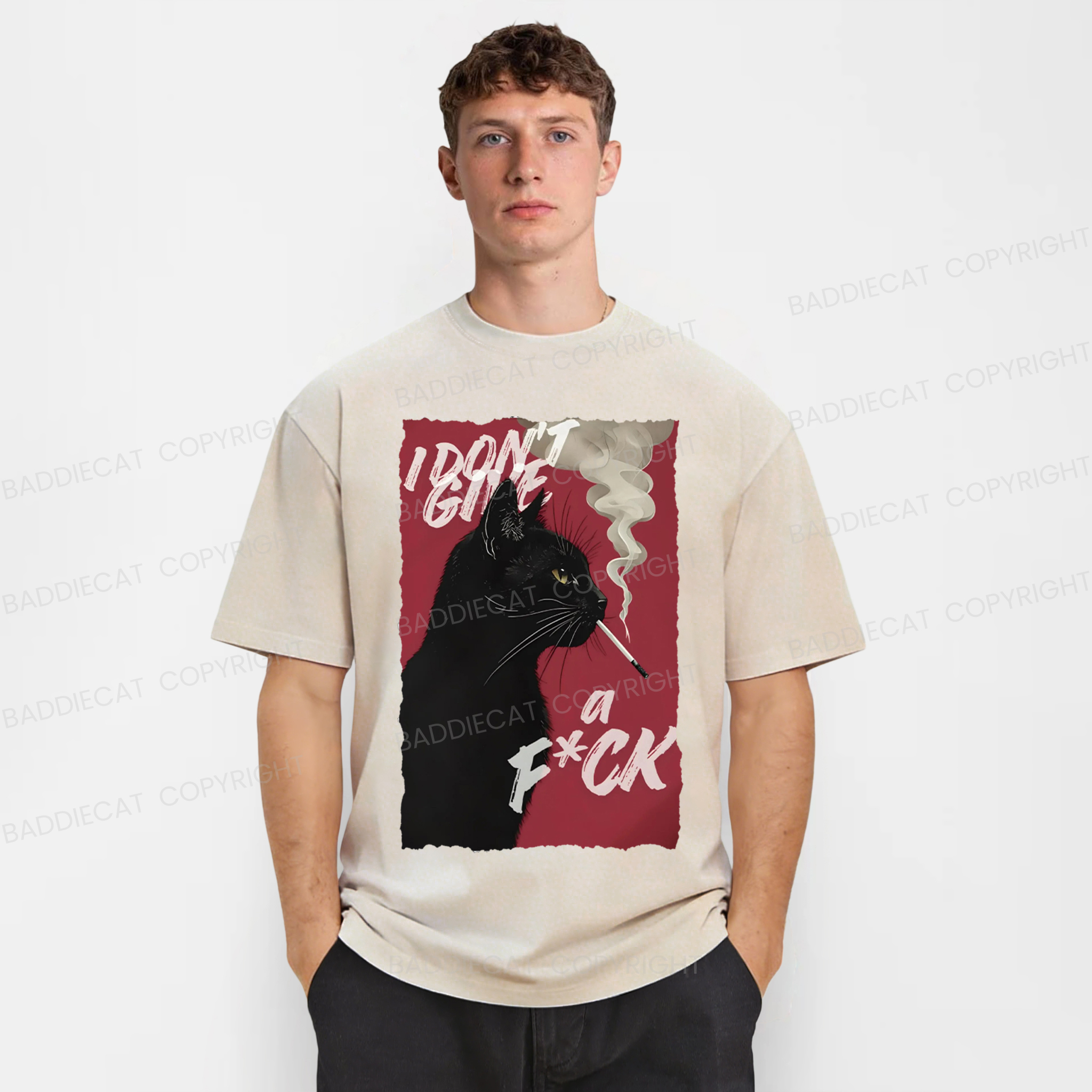 Baddiecat Rebellious Black Cat Washed T-shirt