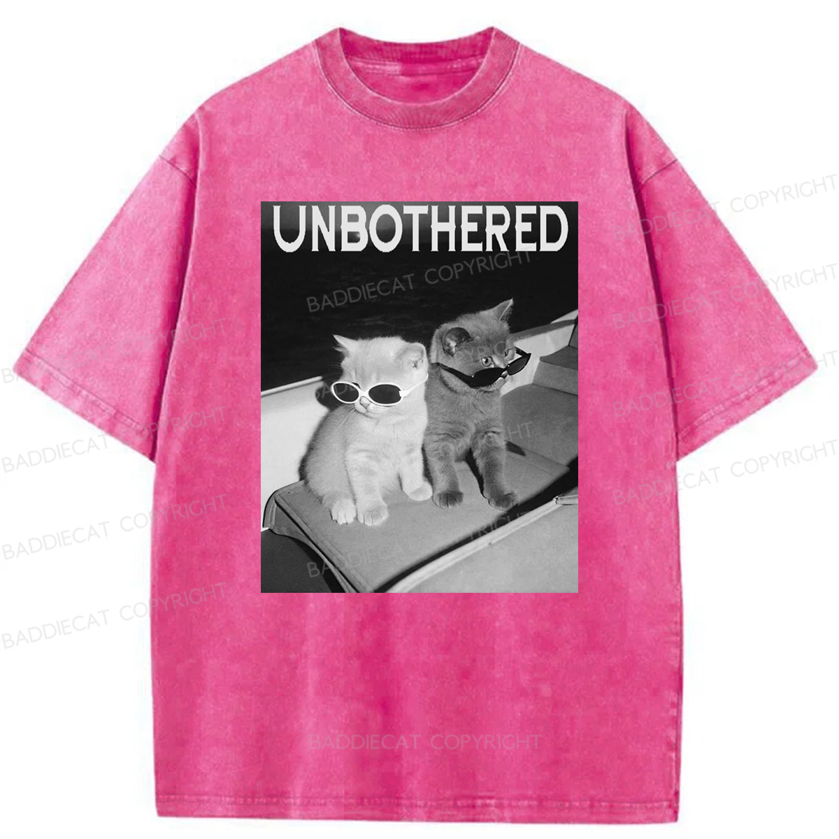 Baddiecat Unbothered Cats Washed T-shirt