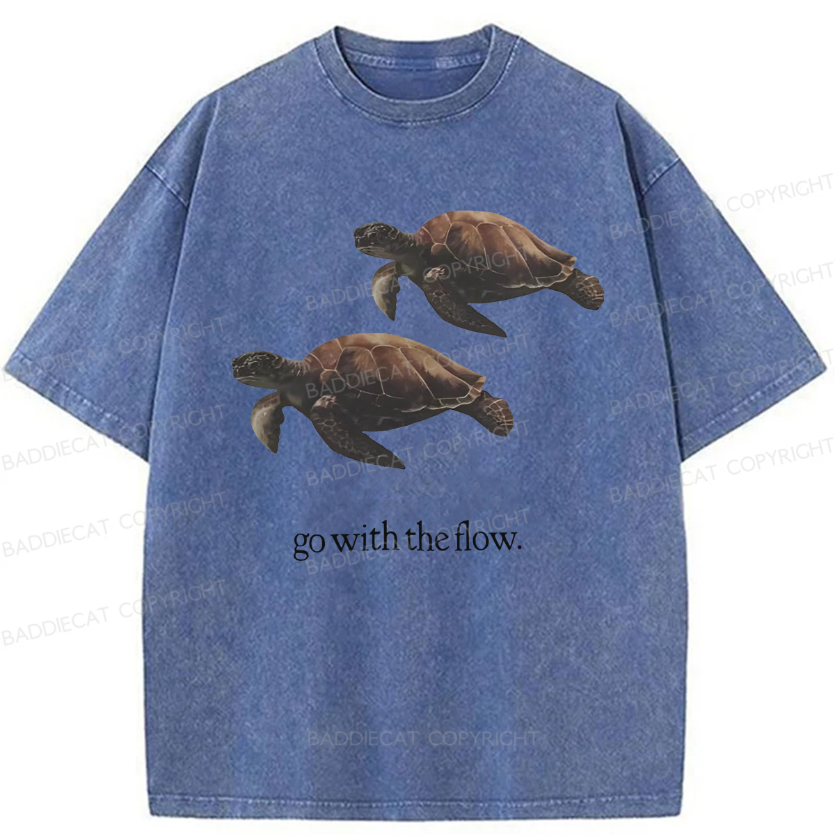Baddiecat Turtle Go With The Flow Washed T-shirt