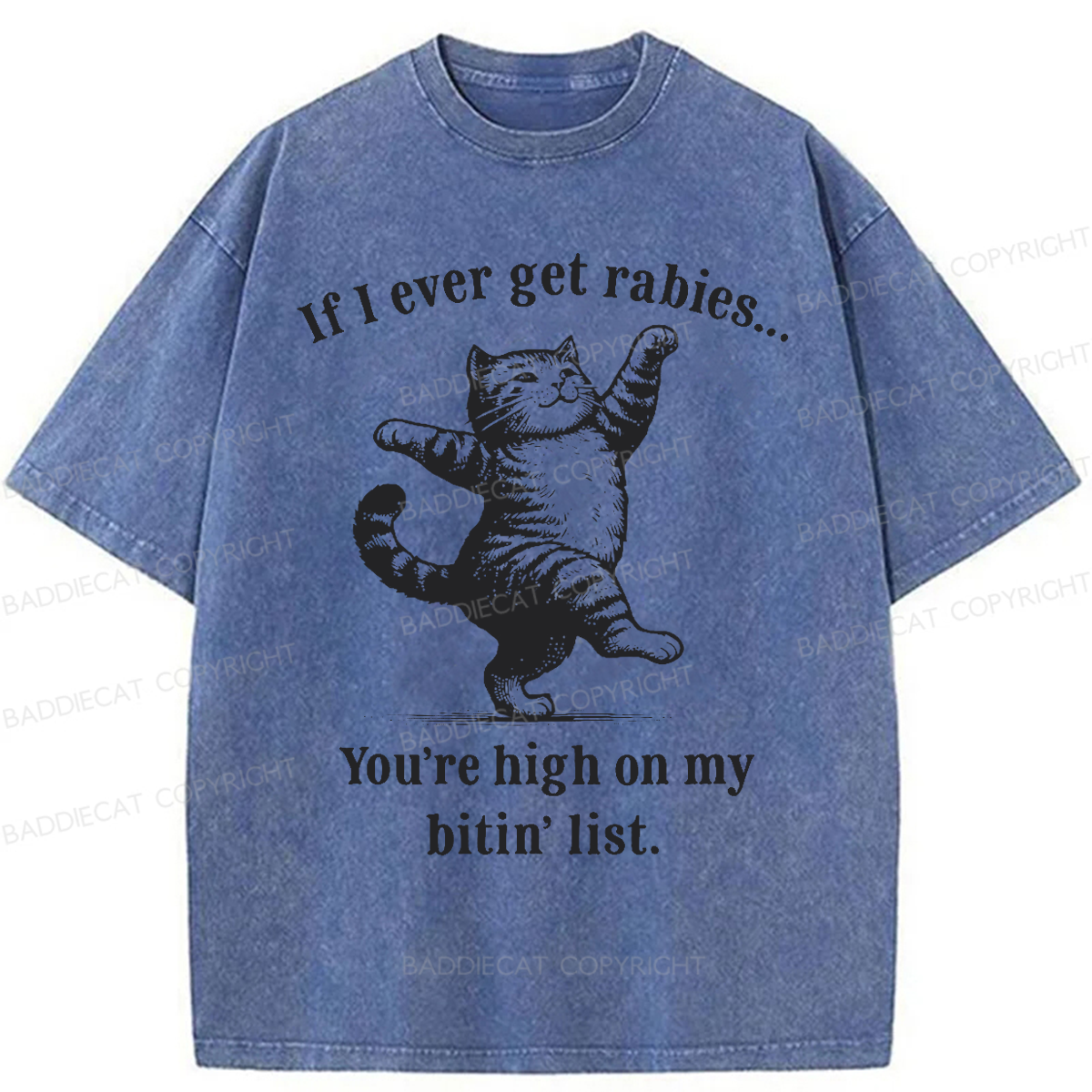 Baddiecat If I Ever Get Rabies You’re High On My Bitin’ List Washed T-shirt