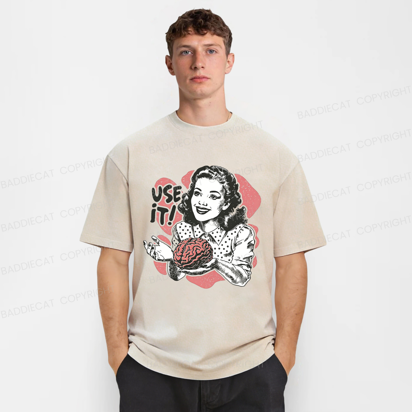 Baddiecat Use Your Brain Washed T-shirt