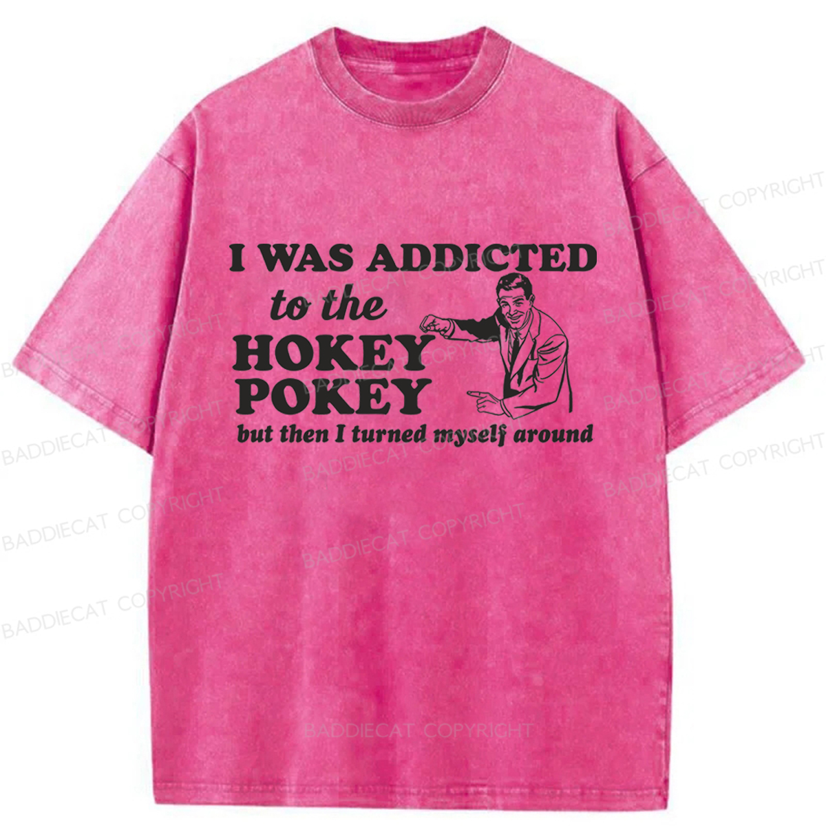 Baddiecat Hokey Pokey Funny Pun Dance Washed T-shirt