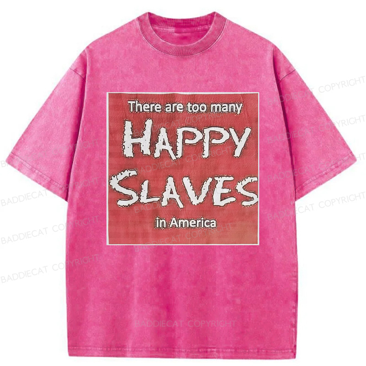 Baddiecat There Are Too Many Happy Slaves Washed T-shirt