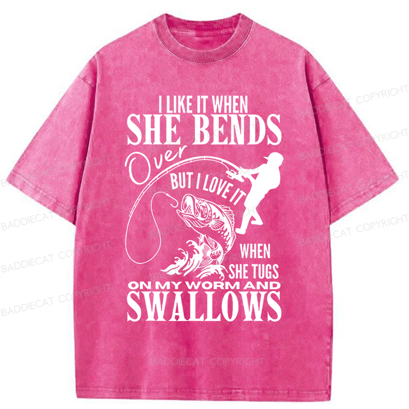 Baddiecat I Like It When She Bends Washed T-shirt