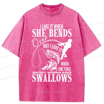 Baddiecat I Like It When She Bends Washed T-shirt