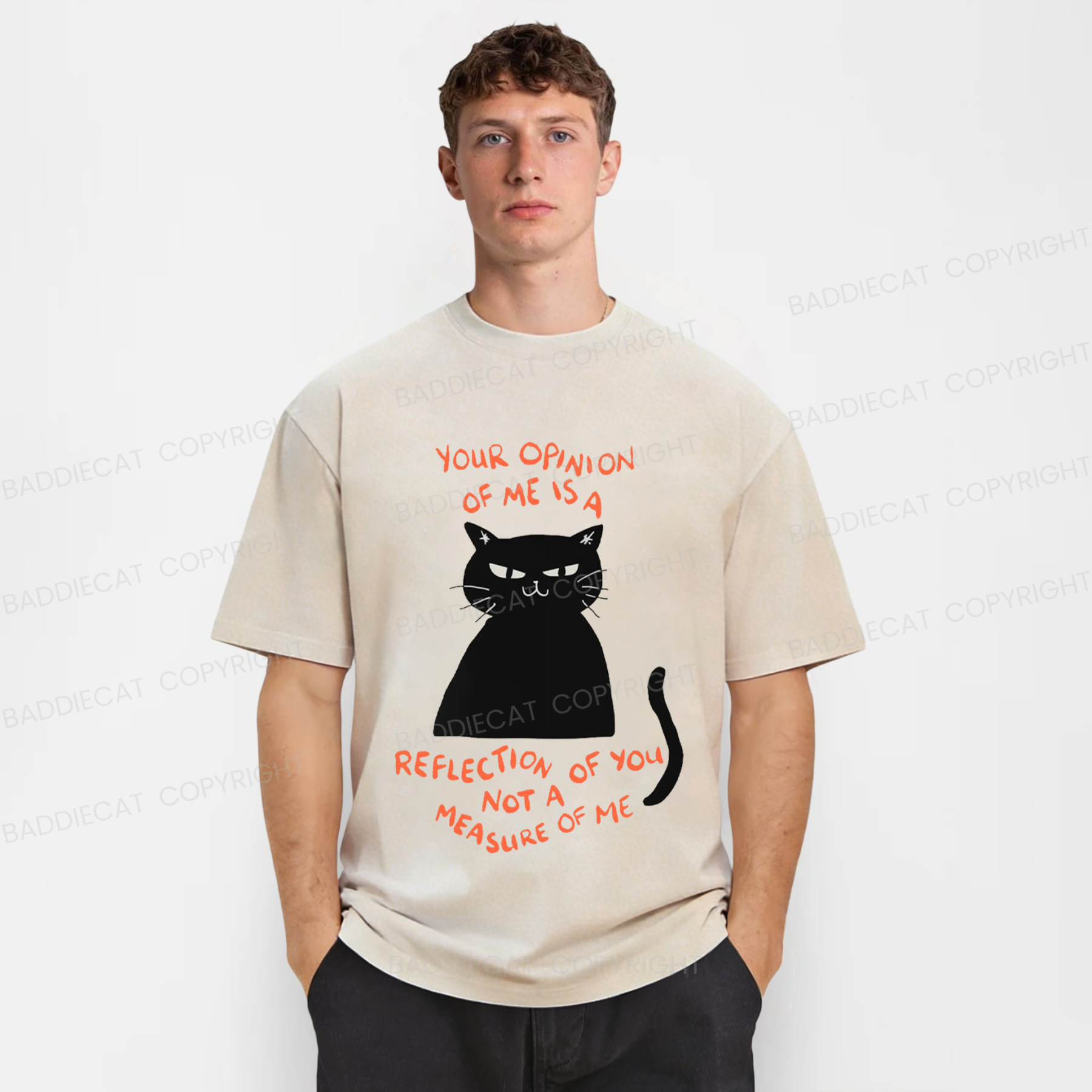 Baddiecat Examining Black Cat Washed T-shirt