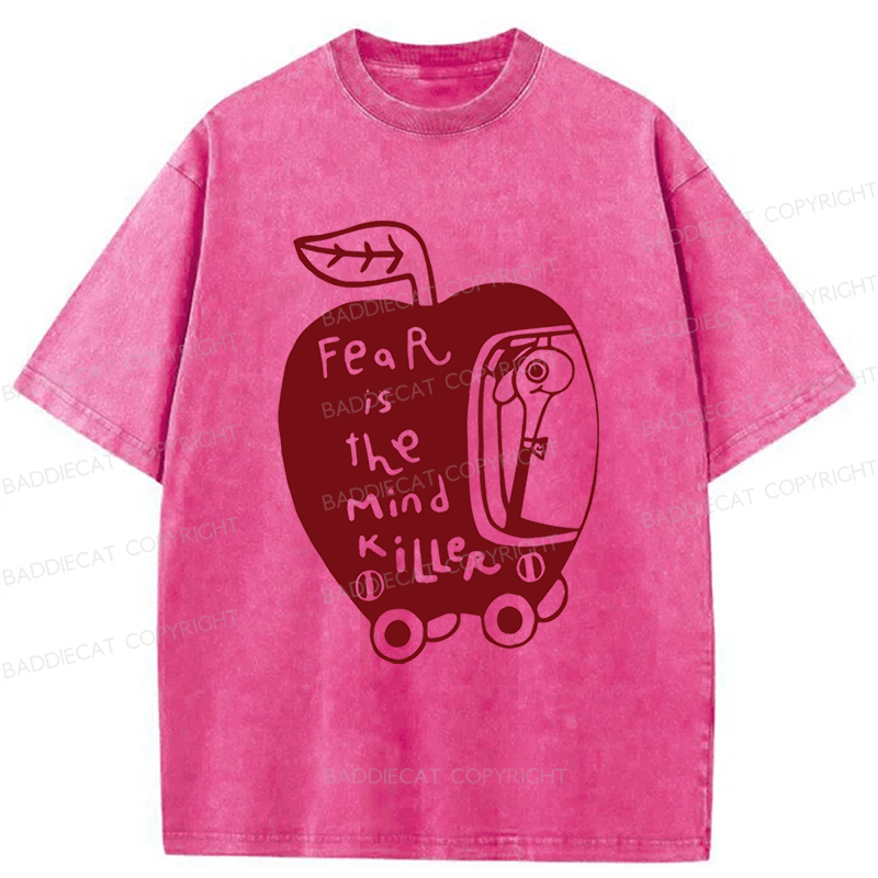 Baddiecat Fear Is The Mind Killer Funny Worm Washed T-shirt