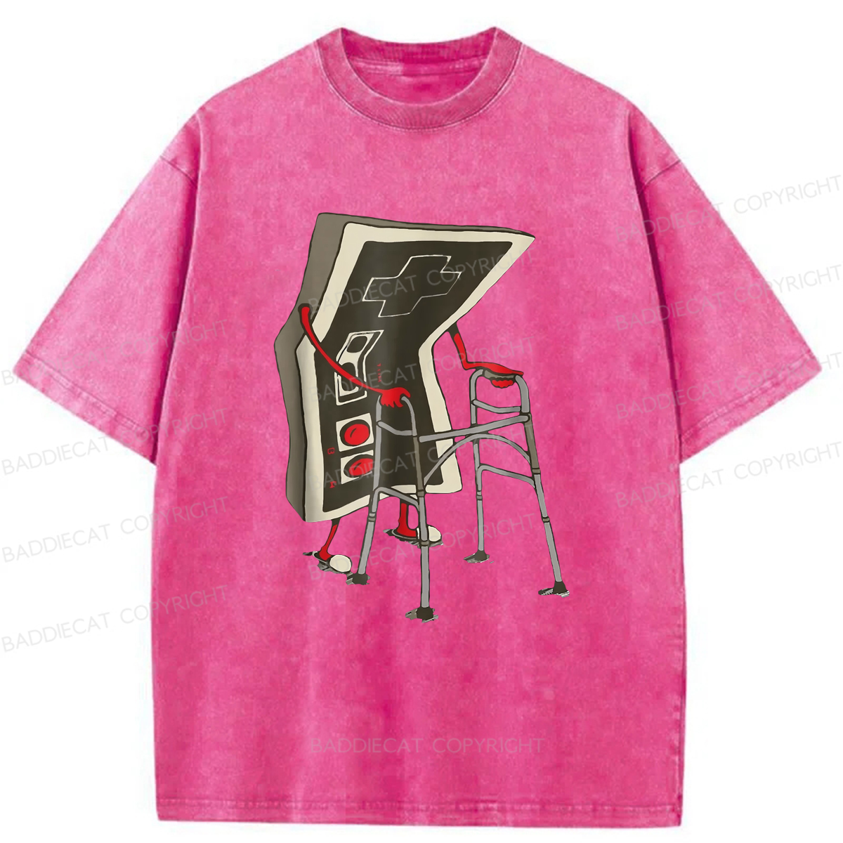 Baddiecat Old Gamer Washed T-shirt