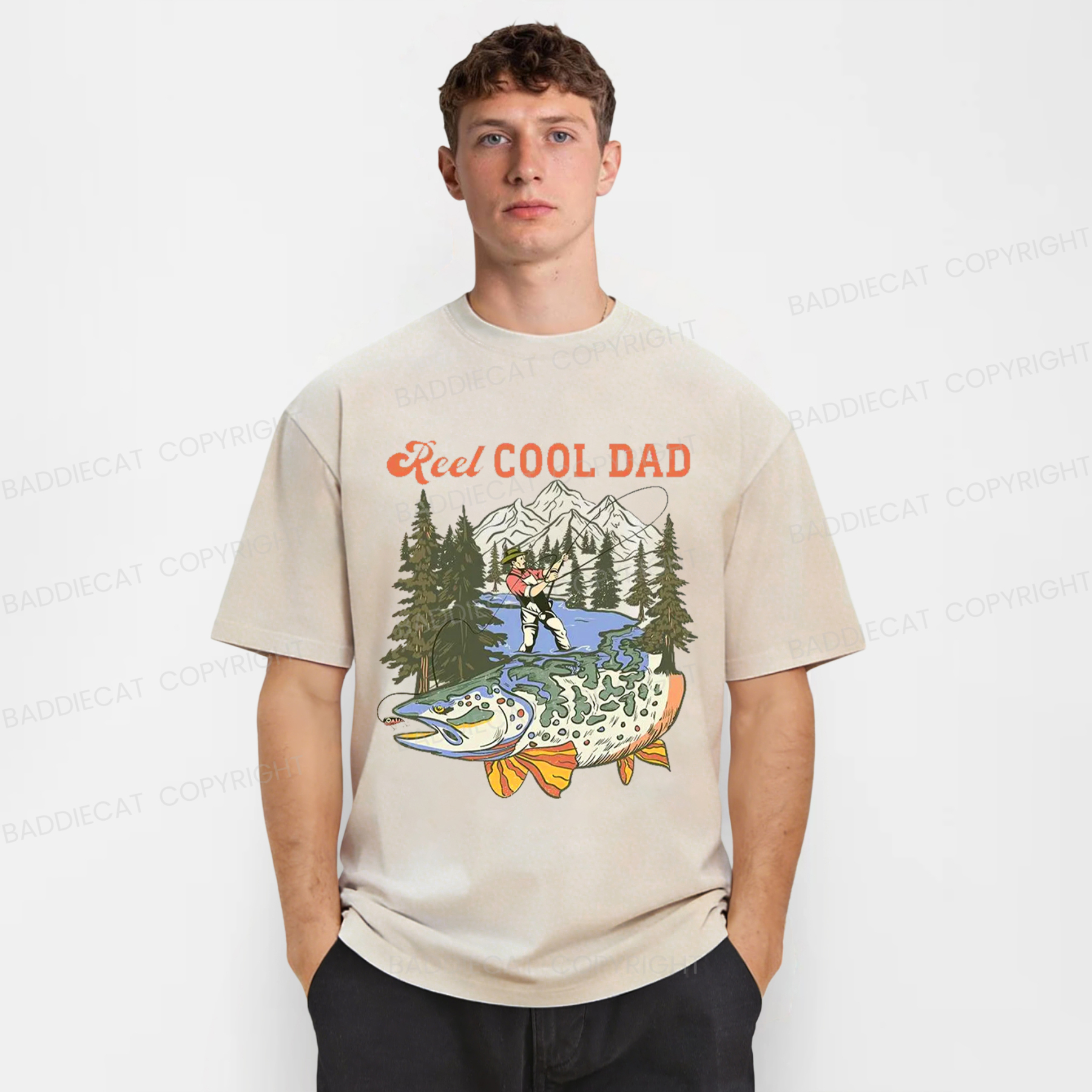 Baddiecat Reel Cool Dad Washed T-shirt