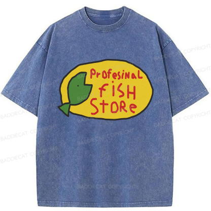 Baddiecat Profesinal Fish Store Washed T-shirt