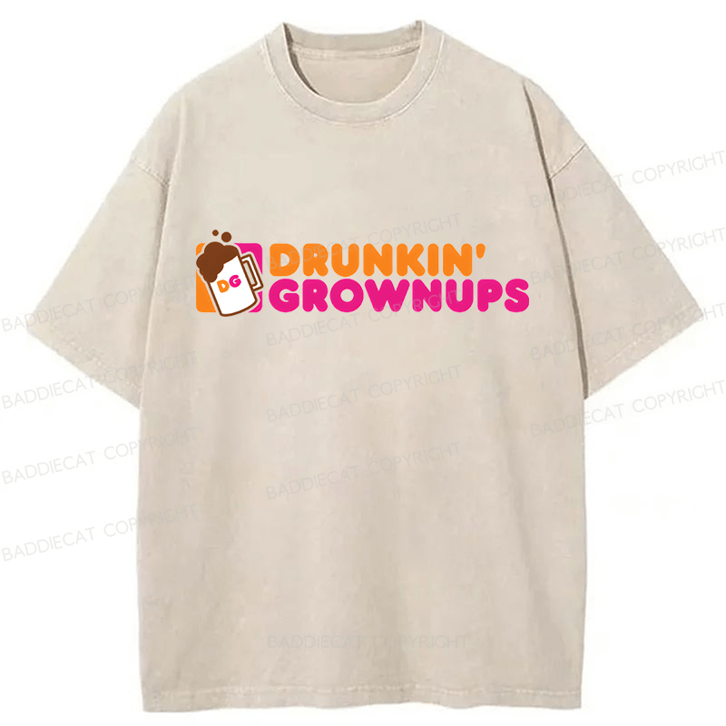 Baddiecat Drunkin Grownups Washed T-shirt