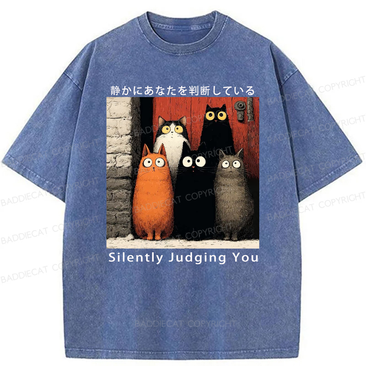 Baddiecat Cats Silently Judging You Washed T-shirt