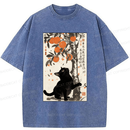 Baddiecat Japanese Style Cat Washed T-shirt