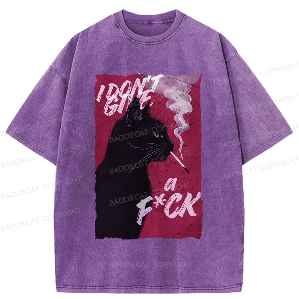 Baddiecat Rebellious Black Cat Washed T-shirt