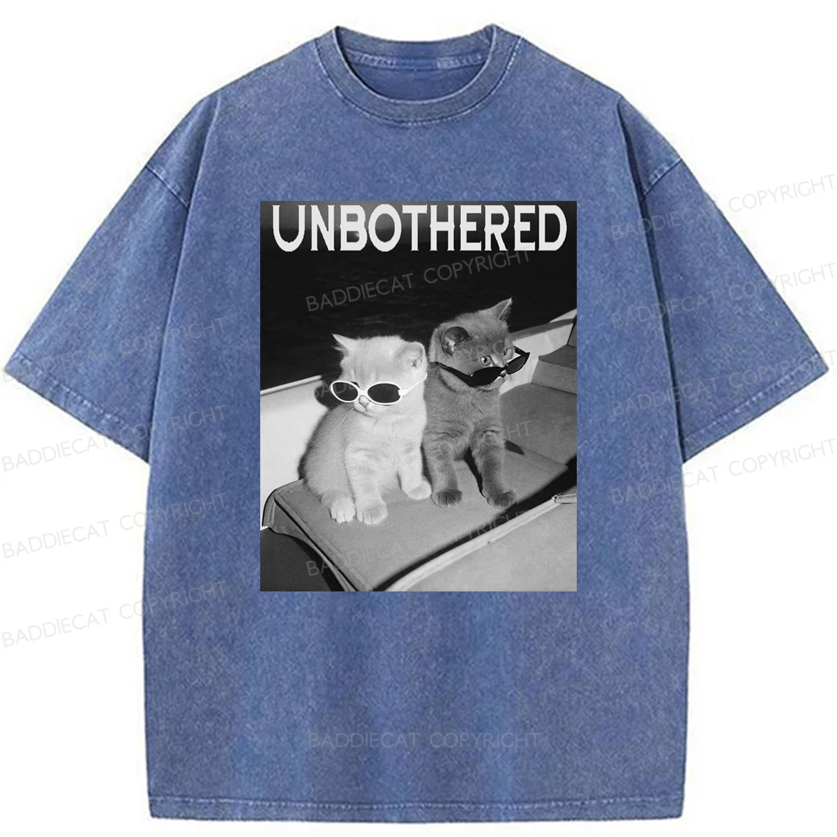 Baddiecat Unbothered Cats Washed T-shirt