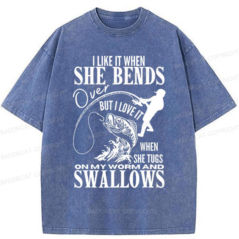 Baddiecat I Like It When She Bends Washed T-shirt