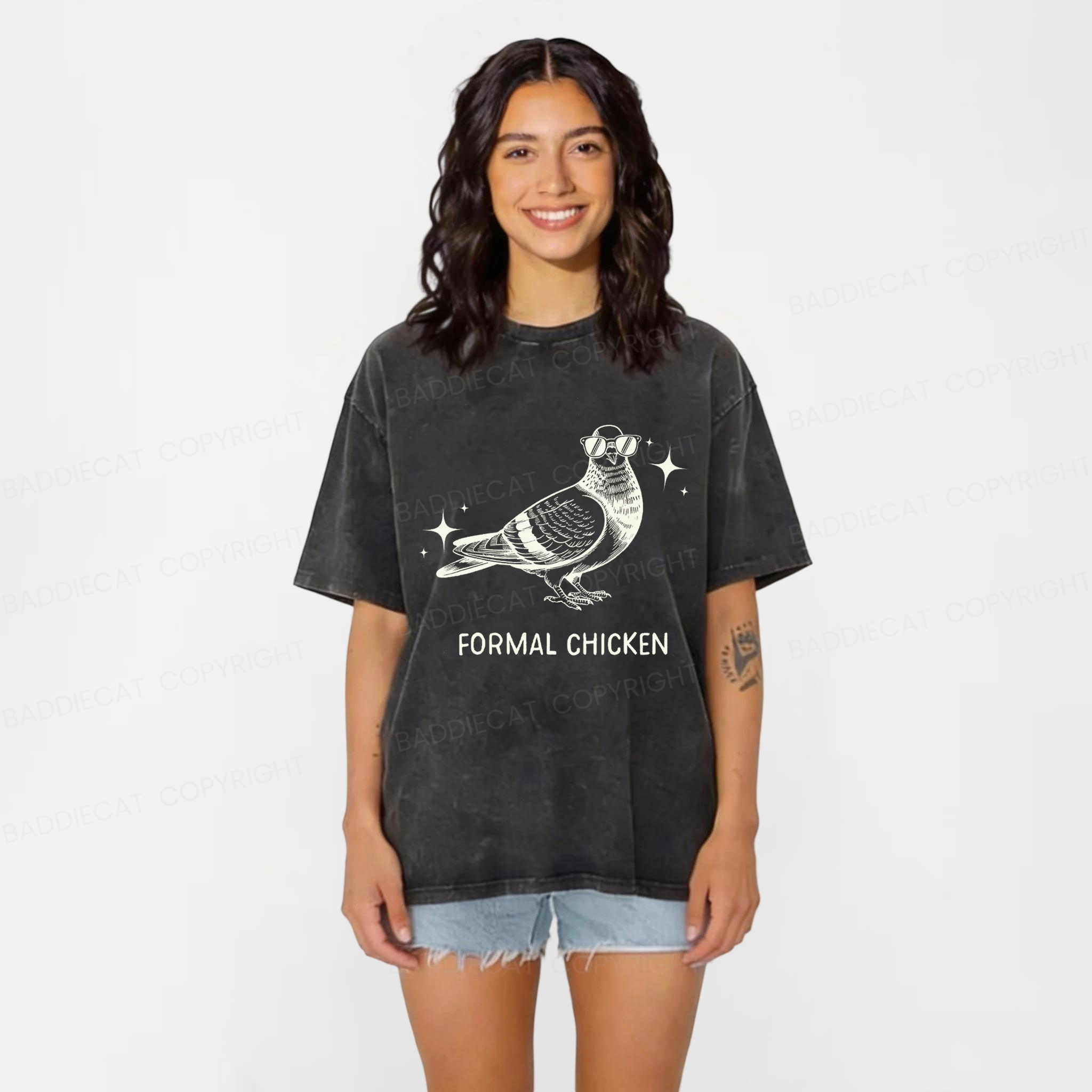 Baddiecat Dazzling Food Washed T-shirt