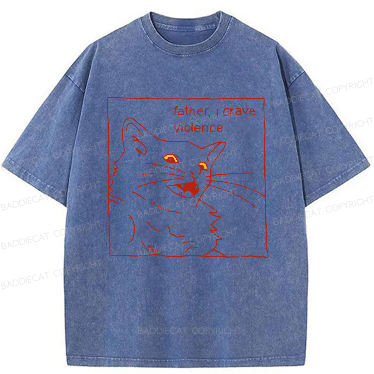 Baddiecat Father I Crave Violence Cat Washed T-shirt