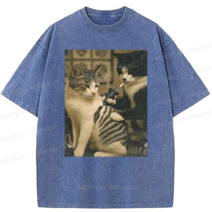 Baddiecat Tattoo Cats Washed T-shirt