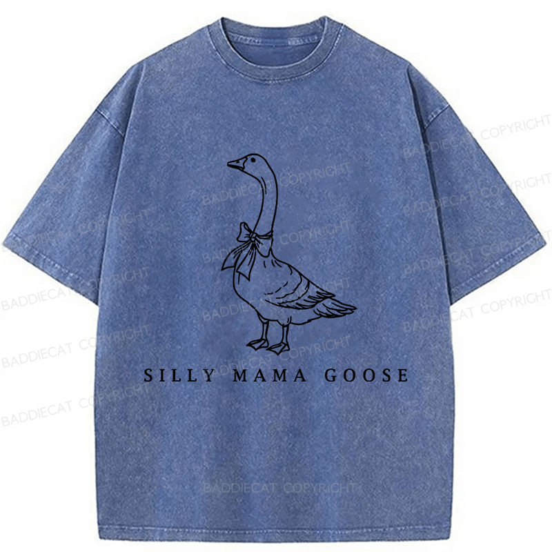 Baddiecat One Silly Goose Mom Washed T-shirt
