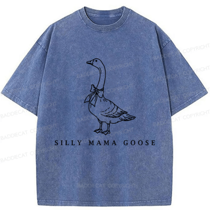 Baddiecat One Silly Goose Mom Washed T-shirt