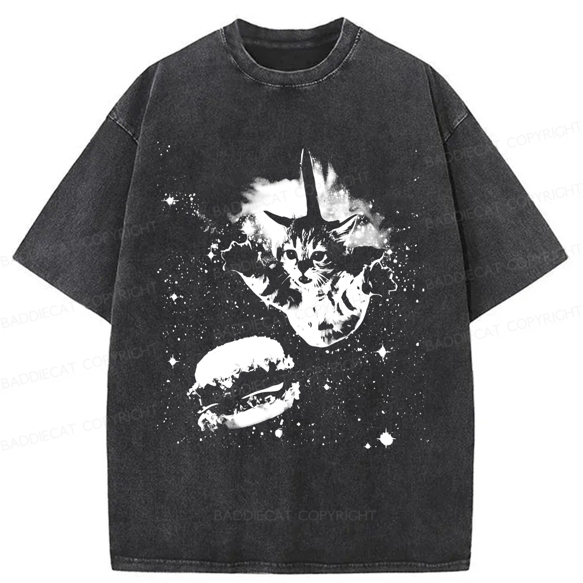 Baddiecat Cat Burger Washed T-shirt