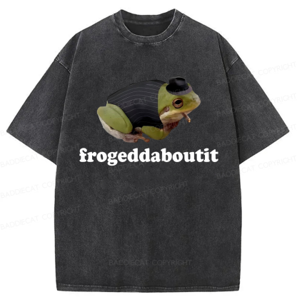 Baddiecat Frogeddaboutit Frog Washed T-shirt