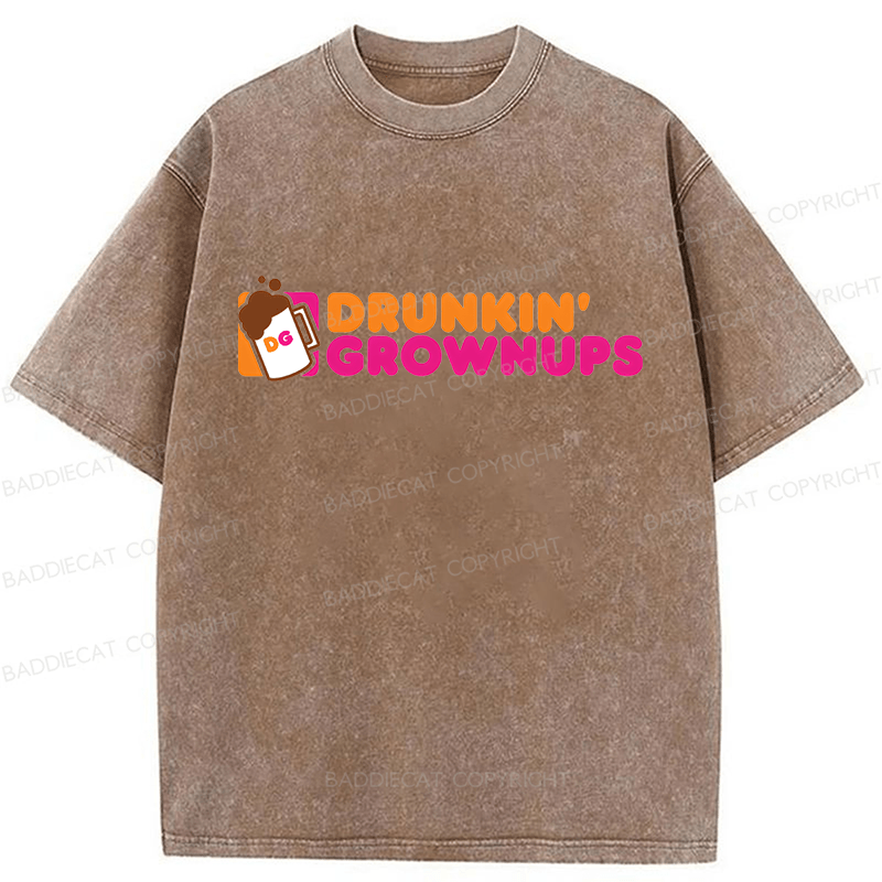 Baddiecat Drunkin Grownups Washed T-shirt