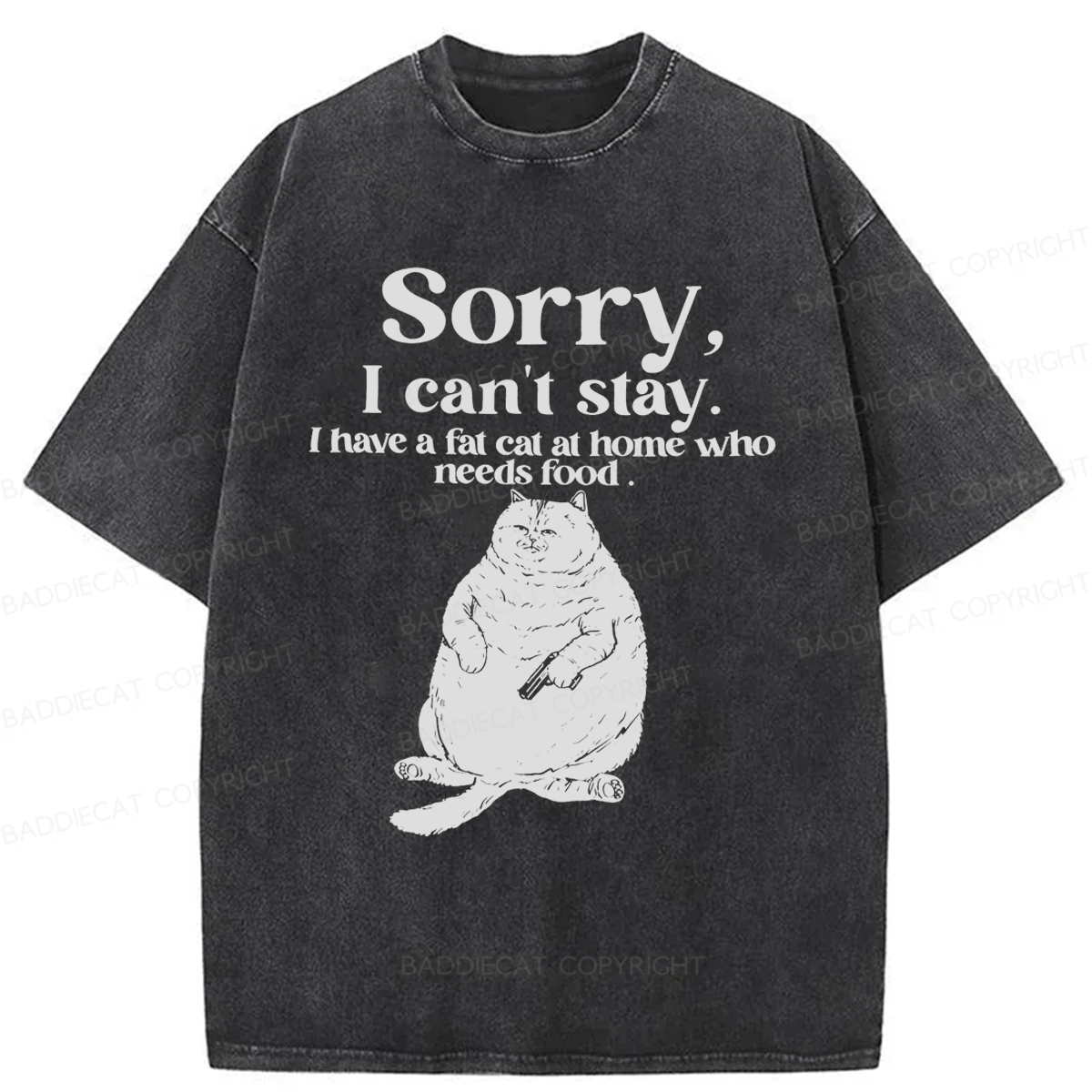 Baddiecat Sorry I Can't Stay Washed T-shirt