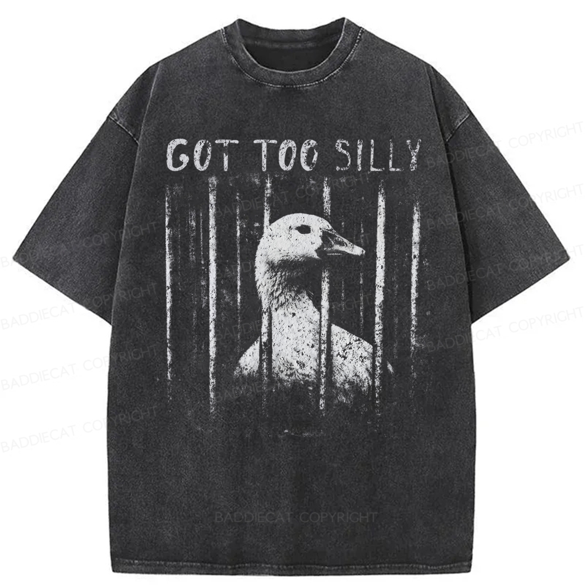 Baddiecat Funny Silly Goose Meme Washed T-shirt