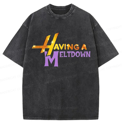 Baddiecat Having A Meltdown Washed T-shirt