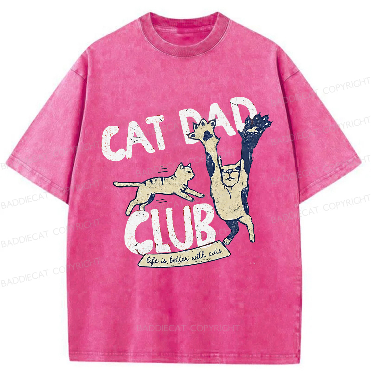 Baddiecat Cat Dad Club Washed T-shirt