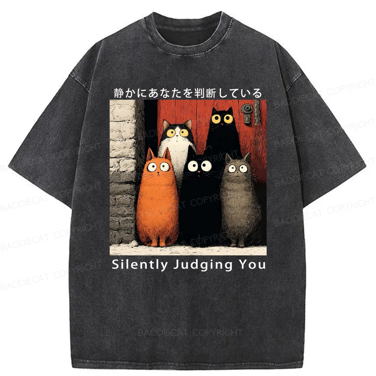 Baddiecat Cats Silently Judging You Washed T-shirt