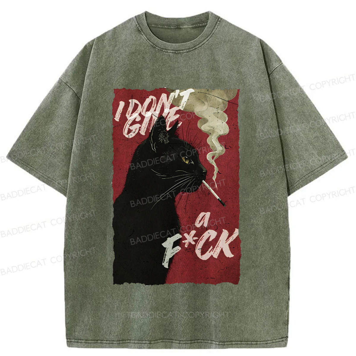 Baddiecat Rebellious Black Cat Washed T-shirt