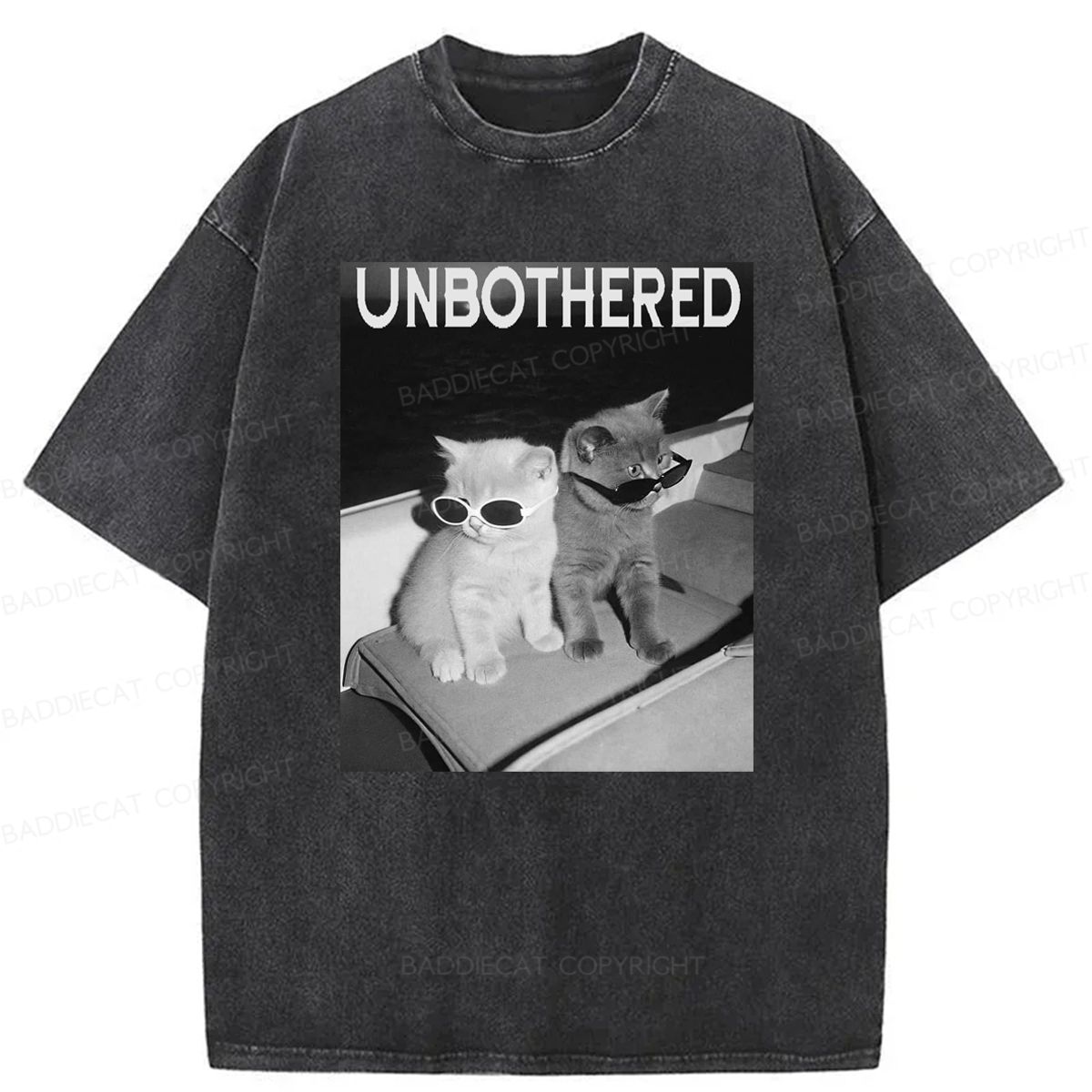Baddiecat Unbothered Cats Washed T-shirt