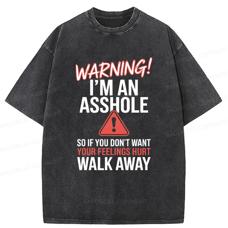 Baddiecat Anti Social Warning I'm An Asshole Washed T-shirt