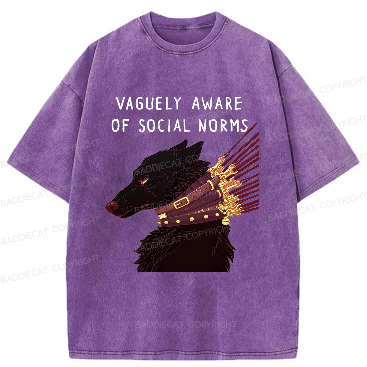 Baddiecat Vaguely Aware Of Social Norms Washed T-shirt