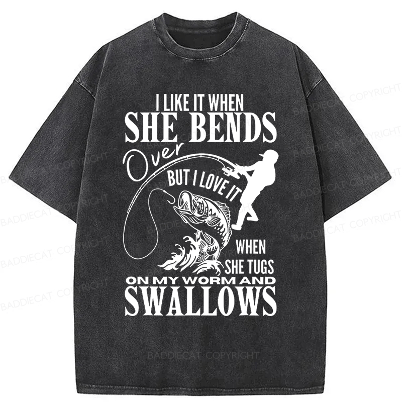 Baddiecat I Like It When She Bends Washed T-shirt